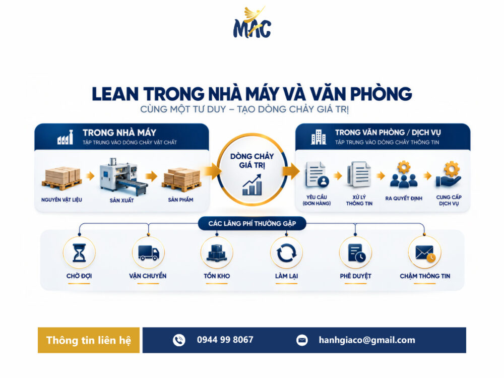 Triển khai Lean trong nhà máy và văn phòng với dòng chảy giá trị